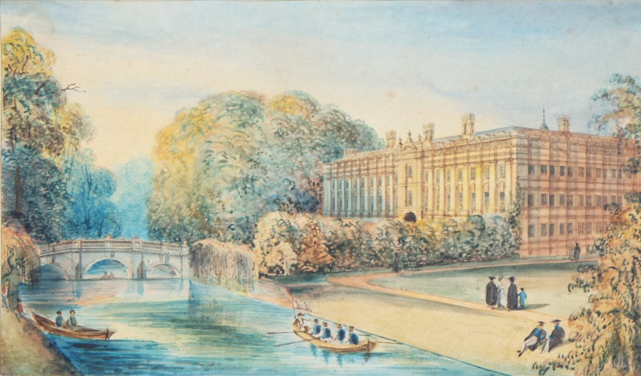 Watercolour and etching - Clare College, Cambridge